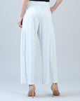 Rayon-Ponte Knit - Pleated Wide Leg Pocket Pant - White