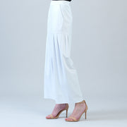 Rayon-Ponte Knit - Pleated Wide Leg Pocket Pant - White