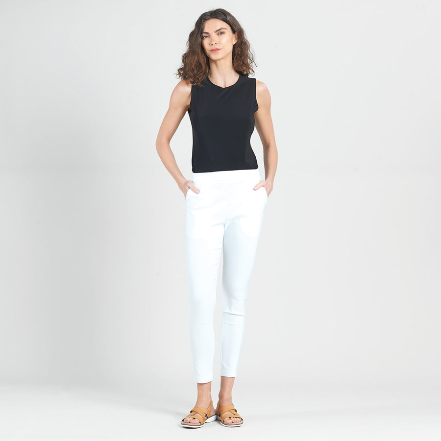 Techno Knit - Skinny Ankle Pocket Pant - White