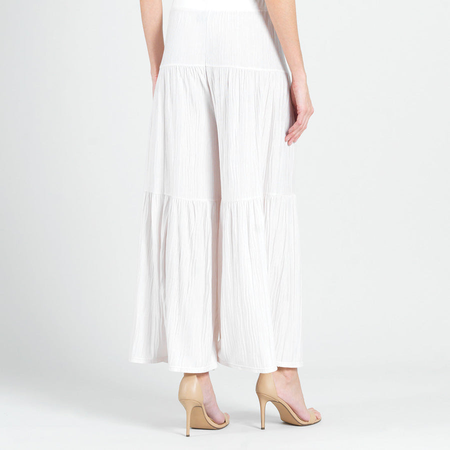 Soft Pleat Knit - Tiered Skirt-Pant - Ivory