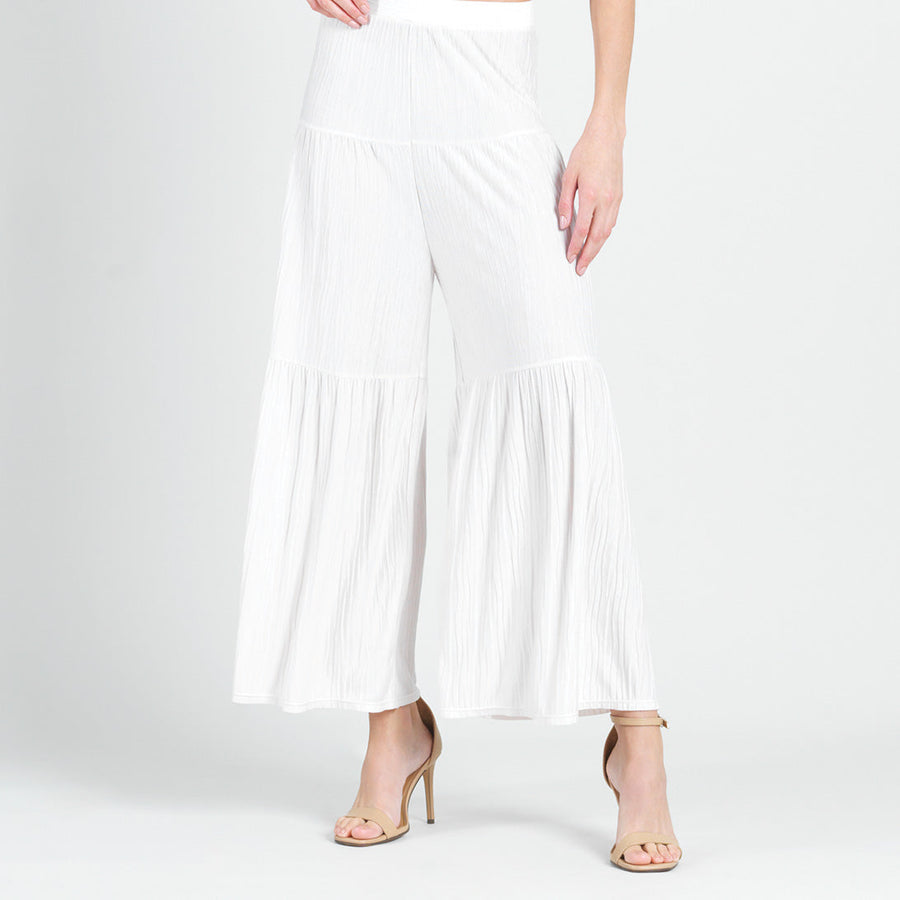 Soft Pleat Knit - Tiered Skirt-Pant - Ivory