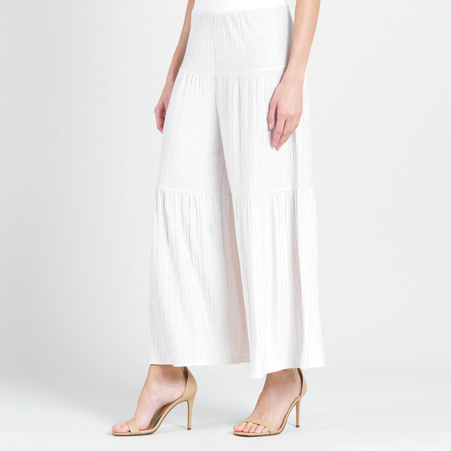 Soft Pleat Knit - Tiered Skirt-Pant - Ivory