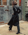 Liquid Leather™ Zip Front Trench Coat - Black
