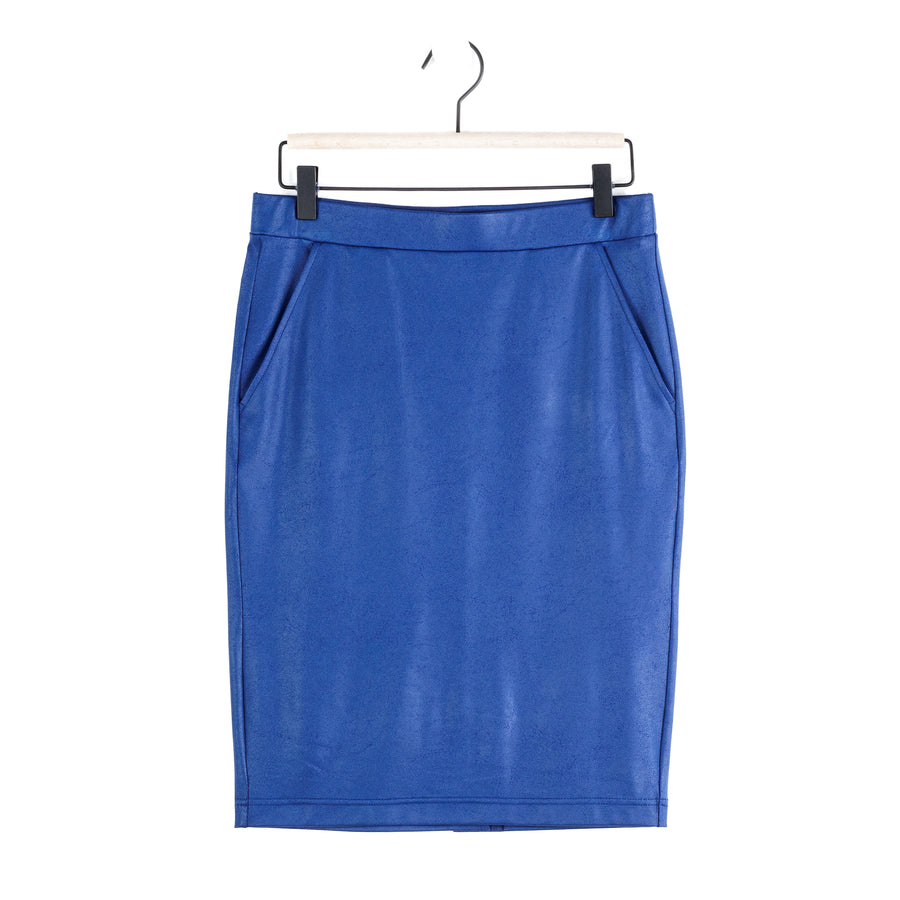Liquid Leather™ Back Slit Pencil Skirt - Cobalt - Final Sale!