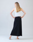 Cascade Drape Hi-Low Maxi Skirt - Black