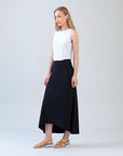 Cascade Drape Hi-Low Maxi Skirt - Black