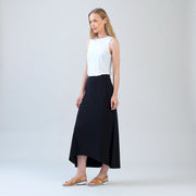 Cascade Drape Hi-Low Maxi Skirt - Black - Clara Sunwoo
