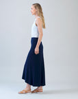 Cascade Drape Hi-Low Maxi Skirt - Navy