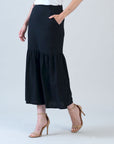 Linen Knit - Tie Waist Tiered Maxi Skirt - Black - Final Sale!