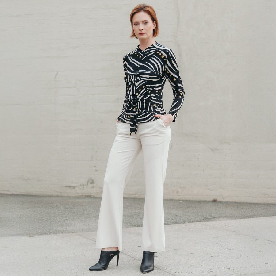 Center Front Tie Top - Dots & Stripes