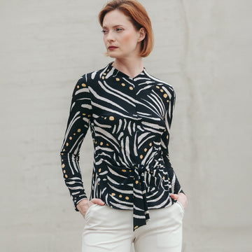 Center Front Tie Top - Dots & Stripes