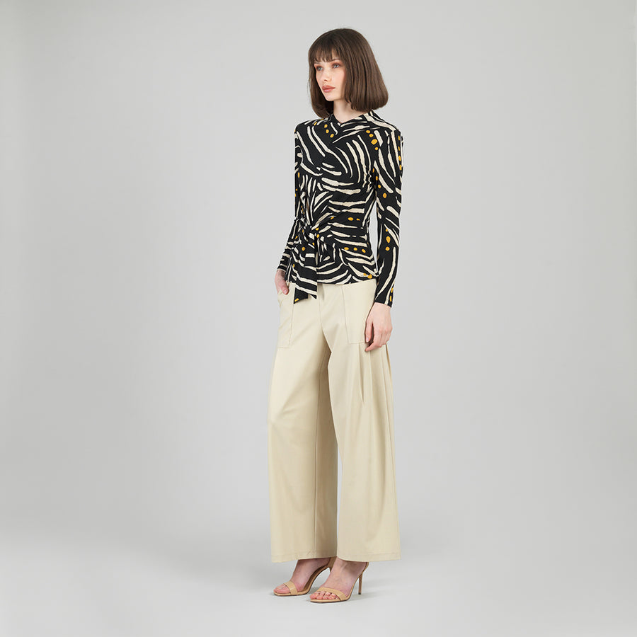 Center Front Tie Top - Dots & Stripes