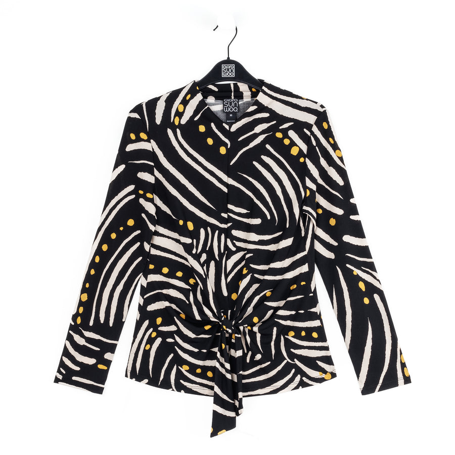 Center Front Tie Top - Dots & Stripes