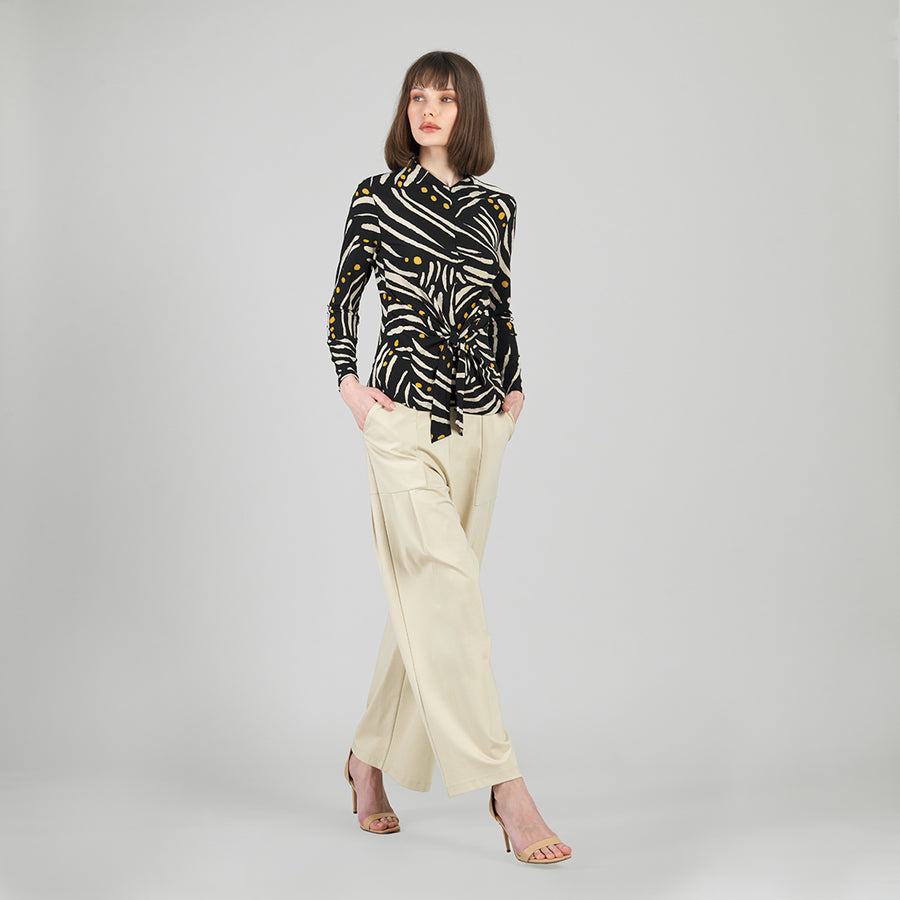 Center Front Tie Top - Dots & Stripes