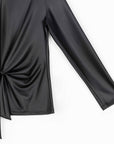 Liquid Leather™ - Center Front Tie Top - Black