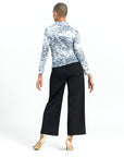Cozy Shimmer Texture - Center Front Tie Sweater Top - Snow Leopard