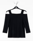 Signature Cold Shoulder Top - Black