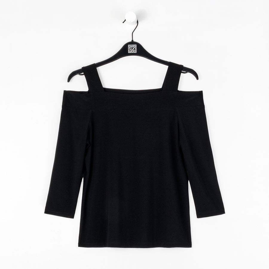 Signature Cold Shoulder Top - Black – Clara Sunwoo