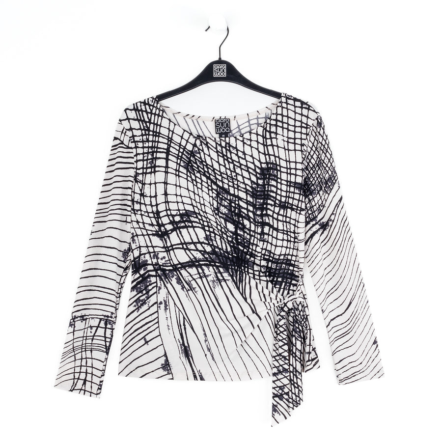 Side Tie Waist Top - Web Lines