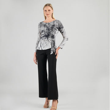 Side Tie Waist Top - Web Lines