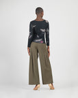Cozy Knit - Side Tie Waist Sweater Top - Shadow Brush