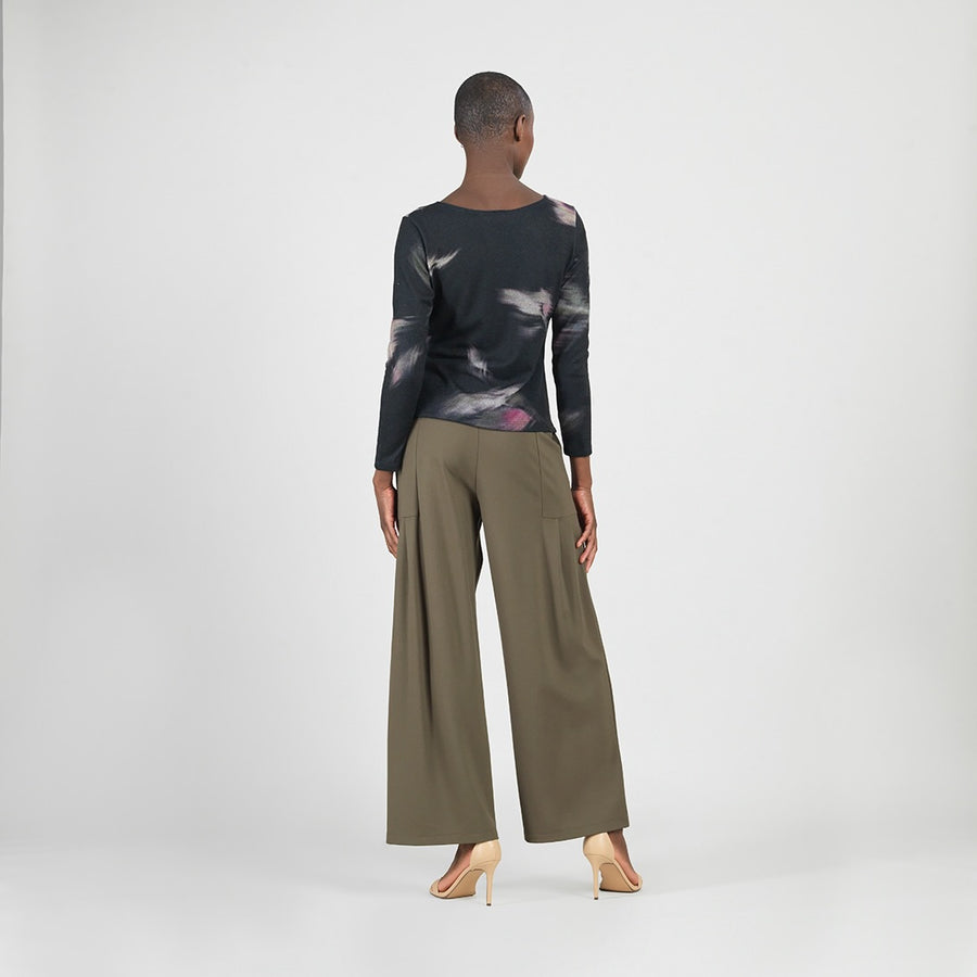 Cozy Knit - Side Tie Waist Sweater Top - Shadow Brush