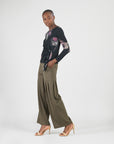 Cozy Knit - Side Tie Waist Sweater Top - Shadow Brush