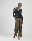 Cozy Knit - Side Tie Waist Sweater Top - Shadow Brush