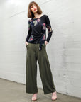 Cozy Knit - Side Tie Waist Sweater Top - Shadow Brush