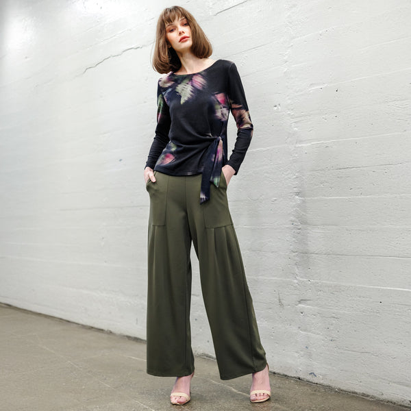 Cozy Knit - Side Tie Waist Sweater Top - Shadow Brush – Clara Sunwoo