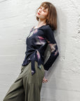 Cozy Knit - Side Tie Waist Sweater Top - Shadow Brush