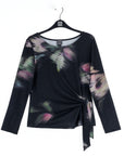 Cozy Knit - Side Tie Waist Sweater Top - Shadow Brush