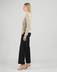 Crochet Knit - Side Tie Waist Sweater Top - Fan Shell