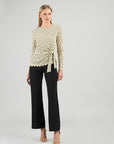 Crochet Knit - Side Tie Waist Sweater Top - Fan Shell