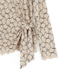 Crochet Knit - Side Tie Waist Sweater Top - Fan Shell