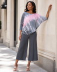 Half & Half Sleeve Top - Blush Ombre - Final Sale