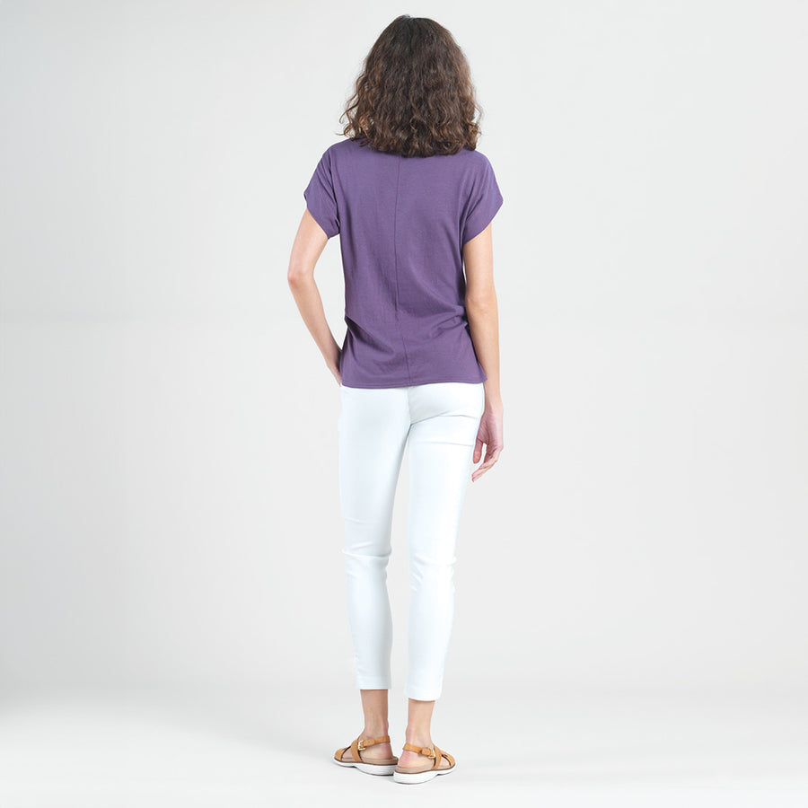 Modal Cotton - Funnel Neck Side Cinched Top - Plum - Final Sale!