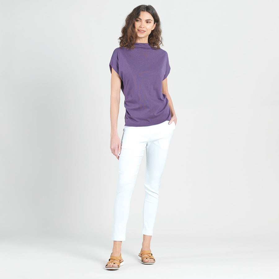 Modal Cotton - Funnel Neck Side Cinched Top - Plum - Final Sale!