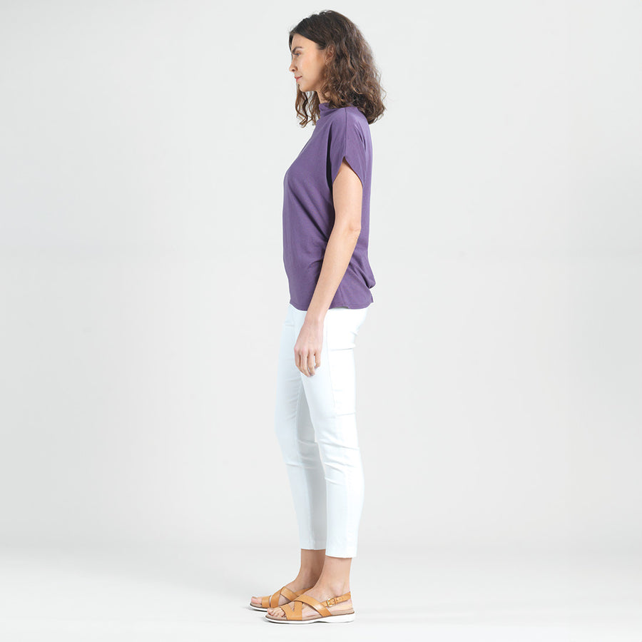 Modal Cotton - Funnel Neck Side Cinched Top - Plum - Final Sale!