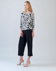 Open Shoulder Blouson Waist Top - Abstract Rose - Final Sale