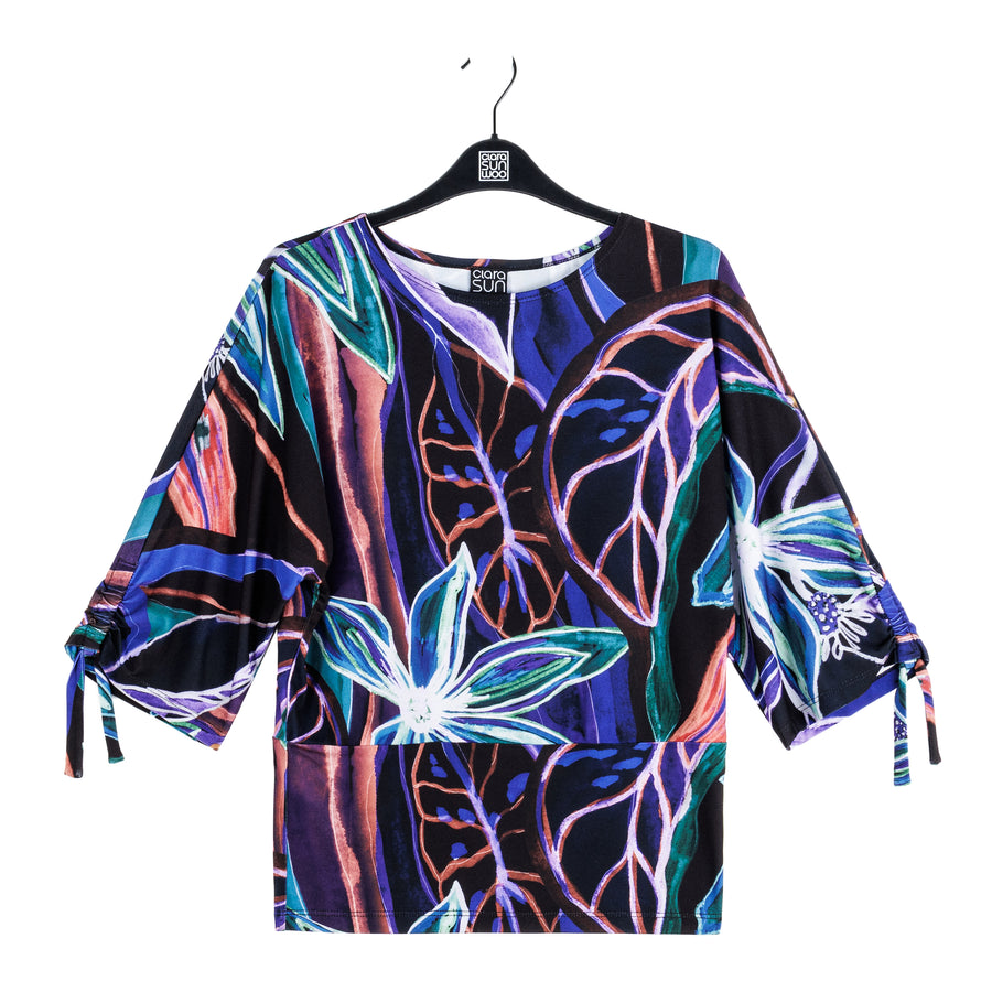 Pull-Tie Cuff Blouson Top - Petal Sketch - Final Sale!