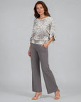 Shimmer Textile - Pull-Tie Cuff Blouson Top - Croc Scale - Final Sale