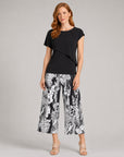 Solid Overlay Cap Sleeve Top - Black - Final Sale