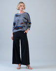 Cozy Texture - Loose Cut Side Tipped Sweater - Abstract Horizon