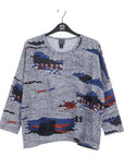 Cozy Texture - Loose Cut Side Tipped Sweater - Abstract Horizon
