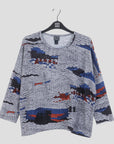 Cozy Texture - Loose Cut Side Tipped Sweater - Abstract Horizon