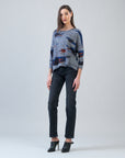 Cozy Texture - Loose Cut Side Tipped Sweater - Abstract Horizon