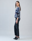 Cozy Texture - Loose Cut Side Tipped Sweater - Abstract Horizon