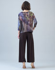 Cozy Knit - Loose Cut Side Tipped Sweater - Watercolor Garden