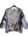 Cozy Knit - Loose Cut Side Tipped Sweater - Watercolor Garden